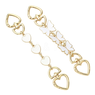 2Pcs 2 Styles Alloy Enamel Heart Butterfly Link Chain Bag Extender Chains FIND-YW0008-10A-1