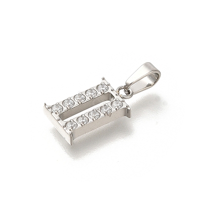 304 Stainless Steel Micro Pave Cubic Zirconia Pendants STAS-H228-02P-02-1