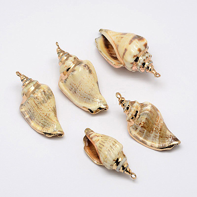 Golden Electroplated Conch Shell Pendants X-BSHE-M016-02-1