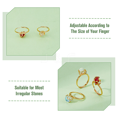 3pcs 3 styles Brass Adjustable Ring Findings FIND-FI0001-06G-1