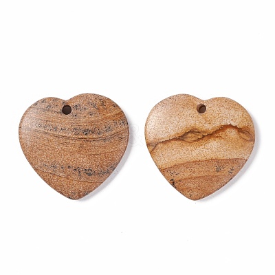 Natural Picture Jasper Pendants G-B030-01A-1