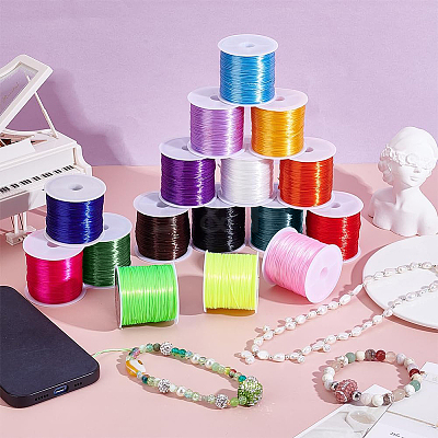 16 Rolls 16 Colors Flat Elastic Crystal String EW-PH0001-13-1