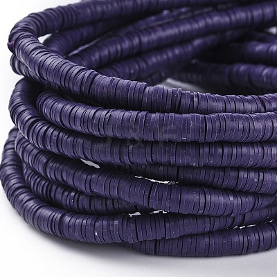 Flat Round Handmade Polymer Clay Beads CLAY-R067-6.0mm-04-1