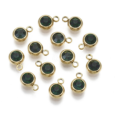 PVD Vacuum Plating 201 Stainless Steel Rhinestone Charms STAS-S068-05G-1
