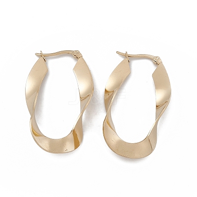 201 Stainless Steel Twist Oval Hoop Earrings with 304 Stainless Steel Pins for Women EJEW-B016-20G-1