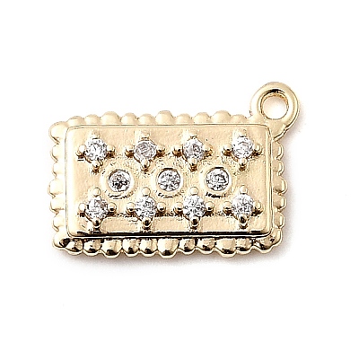 Brass Micro Pave Cubic Zirconia Charms KK-P337-03E-G-1
