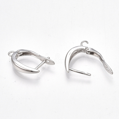 Brass Hoop Earring Findings with Latch Back Closure X-KK-S350-072P-1