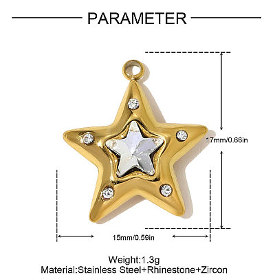 304 Stainless Steel Rhinestone Pendants STAS-OY009-96G-1