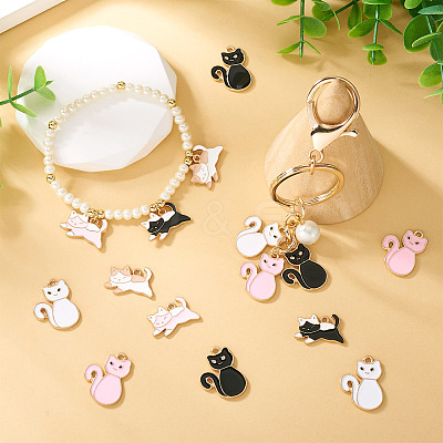 60Pcs 6 Styles Alloy Enamel Pendants ENAM-TA0002-73-1