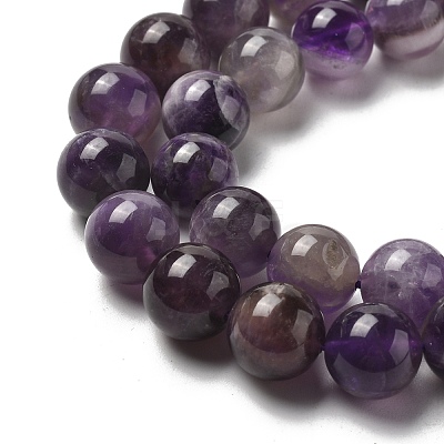 Round Natural Chevron Amethyst Bead Strands G-S380-01B-01-1