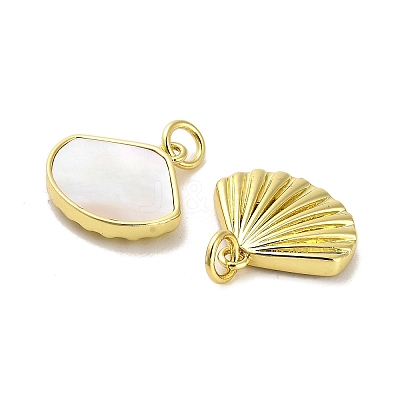 Brass Pave Shell Shell Shape Charms with Jump Ring KK-K365-08D-G-1