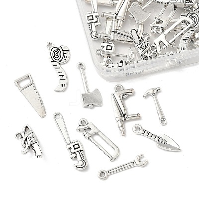 50Pcs 10 Styles Tibetan Style Alloy Pendants TIBE-FP0001-13-1
