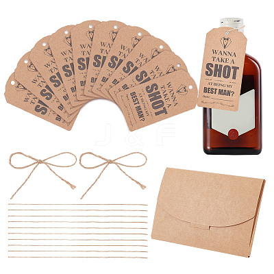 10Pcs Wanna Take A Shot At Being My Groomsmen Proposal Cards Bottle Tags AJEW-NB0006-71-1