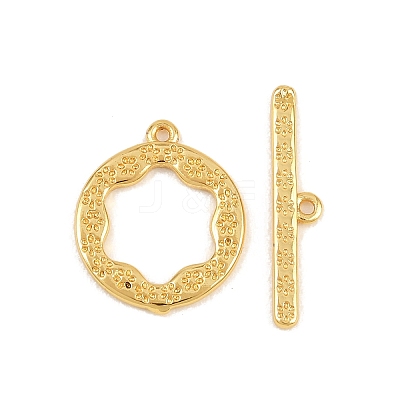 Flat Round Brass Toggle Clasps KK-G548-36G-1