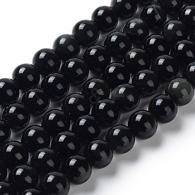 Natural Obsidian Beads Strands G-G099-10mm-24-1