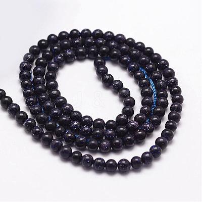 Blue Goldstone Beads Strands G-N0200-01C-3mm-1