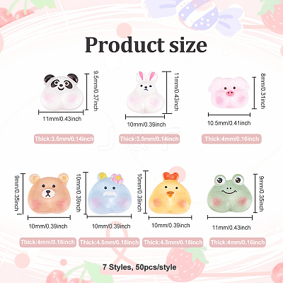 350Pcs 7 Styles Translucent Printed Resin Cabochons CRES-DC0001-02-1