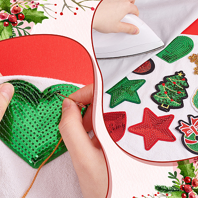 Christmas Theme Computerized Embroidery Polyester Iron On/Sew On Patches DIY-PH0023-25-1