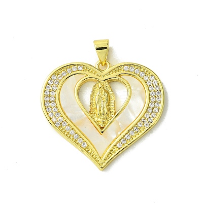 Real 18K Gold Plated Brass Micro Pave Cubic Zirconia Pendants KK-H472-14G-02-1