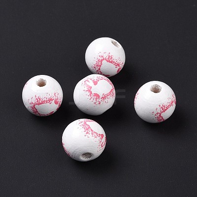 Easter Theme Printed Wood European Beads X-WOOD-C002-10C-1