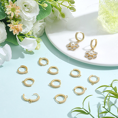 6 Pairs Brass Micro Pave Clear Cubic Zirconia Hoop Earring Findings KK-BBC0027-48A-1