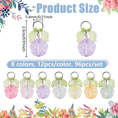 96Pcs 8 Colors Transparent Acrylic Pendants PALLOY-NB00016-1