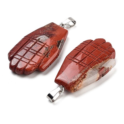 Natural Red Jasper Carved Pendants G-K369-01P-11-1