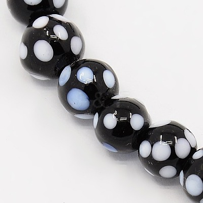 Handmade Lampwork Round Beads Strands LAMP-L007-8mm-03-1