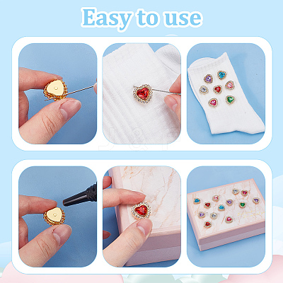 70Pcs 7 Colors Heart Sew on Rhinestones GLAA-AR0001-84-1