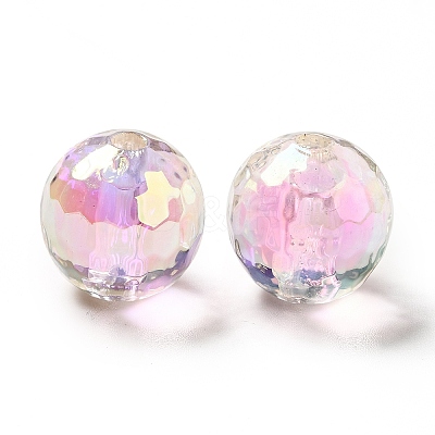 Two Tone UV Plating Rainbow Iridescent Acrylic Beads TACR-D010-03B-1