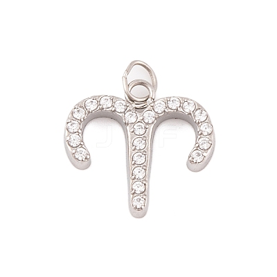 316 Stainless Steel Micro Pave Cubic Zirconia Pendants STAS-K284-01A-P-1