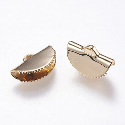 Brass Ribbon Crimp Ends KK-F738-04G-1