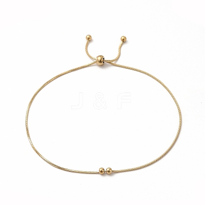 Ion Plating(IP) 304 Stainless Steel Round Beaded Round Snake Chains Slider Bracelet for Women BJEW-E074-02G-1