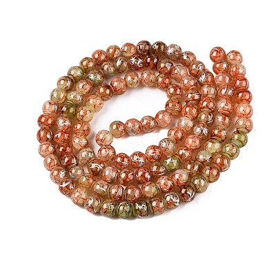 Drawbench Crackle Glass Beads Strands GLAA-N006-8mm-08-1