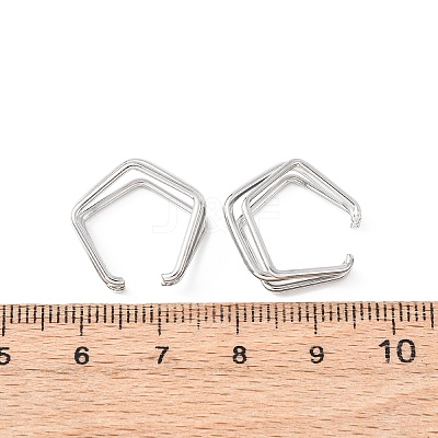 304 Stainless Steel Triple Pentagon Cuff Earrings LS-EJEW-K268-88P-1