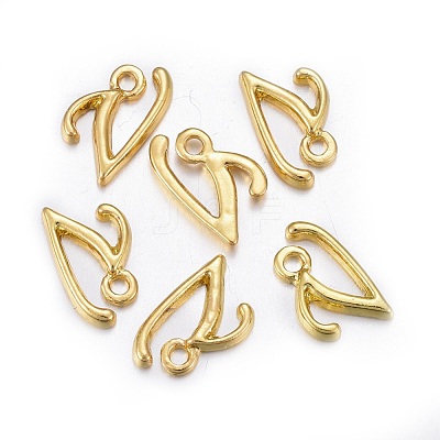 Golden Plated Alloy Letter Pendants PALLOY-J718-01G-V-1
