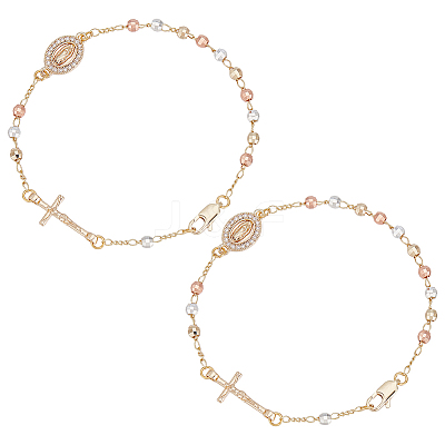 2Pcs Brass Beads Link Bracelets BJEW-GO0001-33-1