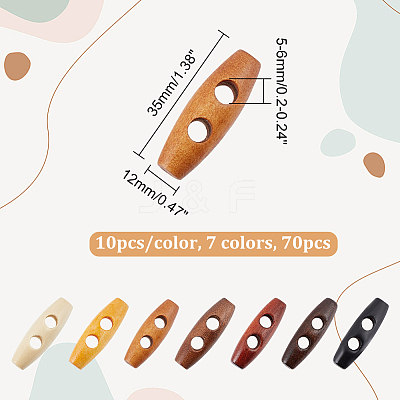 70pcs 7 colors Natural Wood Buttons FIND-NB0005-03B-1