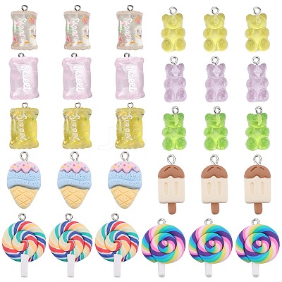 60Pcs 10 Styles Resin Pendants RESI-SC0002-82-1