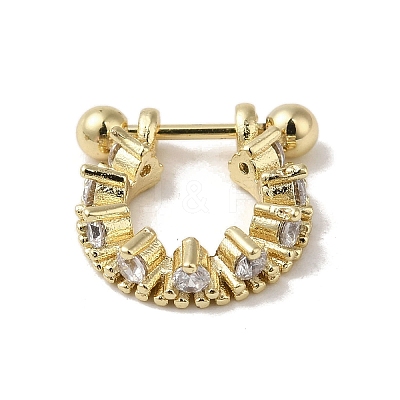 Rack Plating Brass Pave Clear Cubic Zirconia Nose Studs for Women Men EJEW-C097-23D-G-1