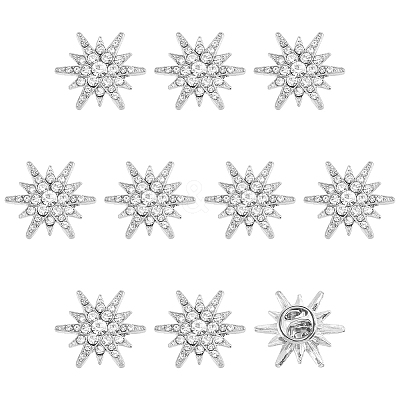 10Pcs Alloy Rhinestone Lapel Pin Backs for Backpack Clothes JEWB-HY0001-63P-1
