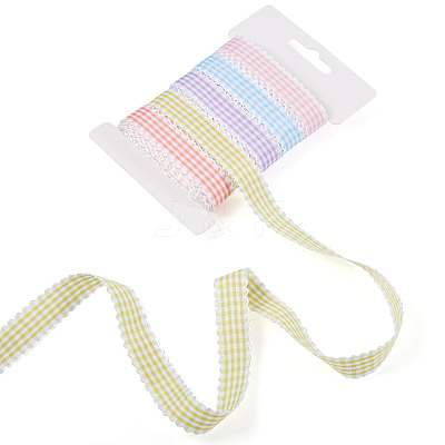 25 Yards 5 Colors Polycotton(Polyester Cotton) Ribbon OCOR-TAC0030-02B-1