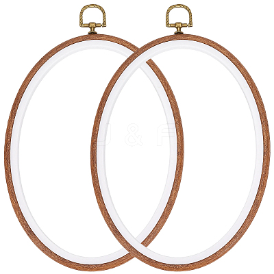 PP & PVC Plastic Imitation Wood Cross Stitch Embroidery Hoops DIY-WH20055-058B-03-1