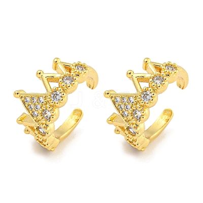 Brass Micro Pave Clear Cubic Zirconia Cuff Earrings EJEW-C104-113G-1