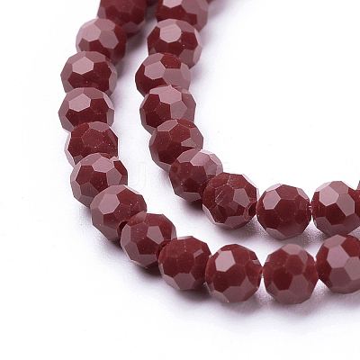 Faceted(32 Facets) Round Glass Beads Strands X-EGLA-J042-4mm-24-1