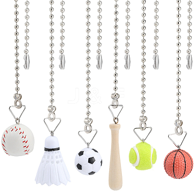 6Pcs 6 Styles PU Leather Charms Ceiling Fan Pull Chain Extenders HJEW-SP0001-76-1