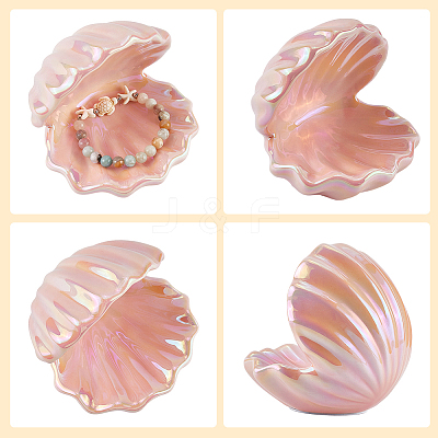 Shell Shape Porcelain Jewelry Plate AJEW-WH20080-08B-1