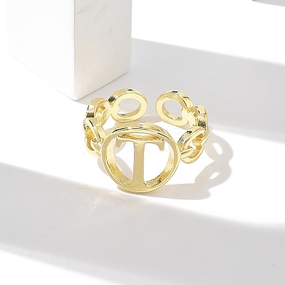Brass Open Cuff Rings for Women RJEW-K289-01G-T-1