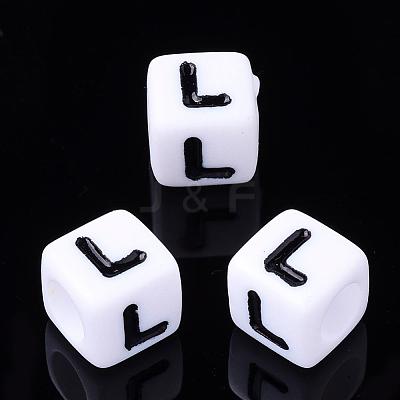 Acrylic Horizontal Hole Letter Beads PL37C9129-L-1