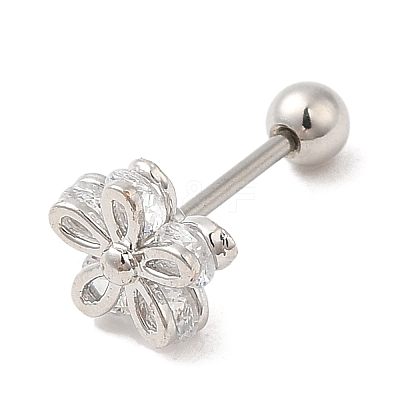 Brass Micro Pave Clear Cubic Zirconia Stud Earrings LS-EJEW-L265-03P-1